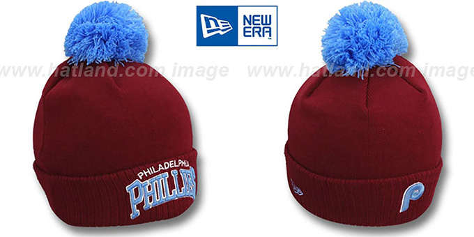 Phillies 'COOP ARCHED-RIBBED' Burgundy Knit Beanie Hat by New Era