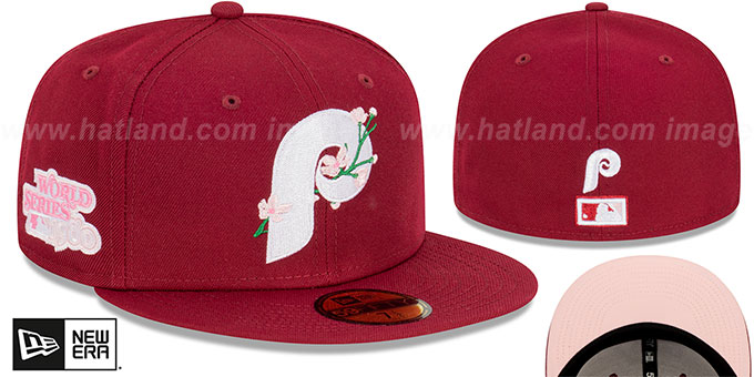 Phillies 'LOGO BLOOM SIDE-PATCH' Burgundy-Pink Fitted Hat by New Era