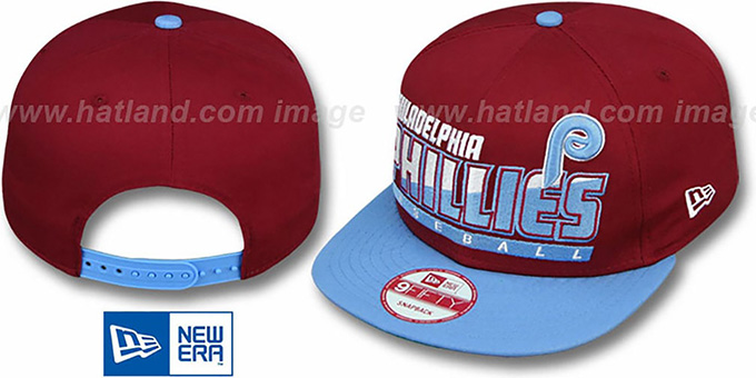 Phillies COOP 'SLICE-N-DICE SNAPBACK' Burgundy-Sky Hat by New Era