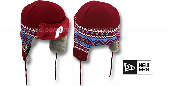 Phillies COOP 'TRAPPER' Burgundy Knit Hat by New Era