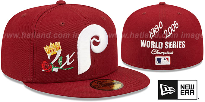 Phillies COOPERSTOWN 'CROWN CHAMPS' Burgundy Fitted Hat by New Era