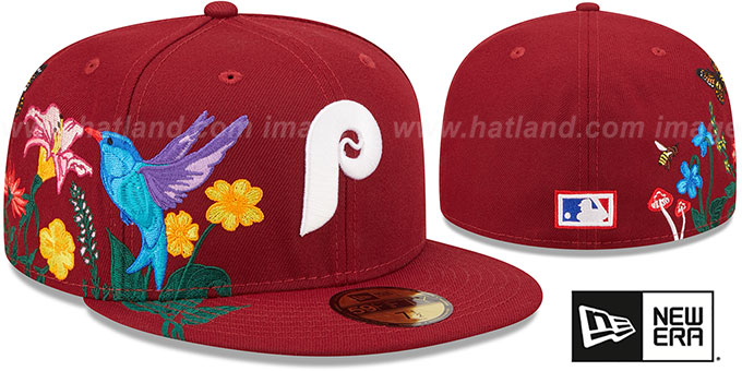 Phillies 'COOPERSTOWN SIDE-BLOOM' Burgundy Fitted Hat by New Era