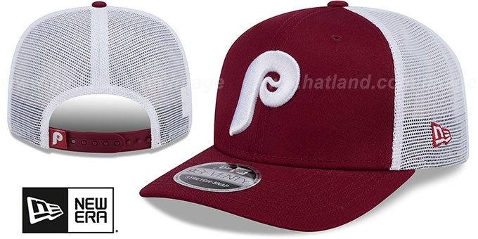 Phillies 'COOPERSTOWN TRUCKER STRETCH-SNAP' Burgundy-White Hat by New Era