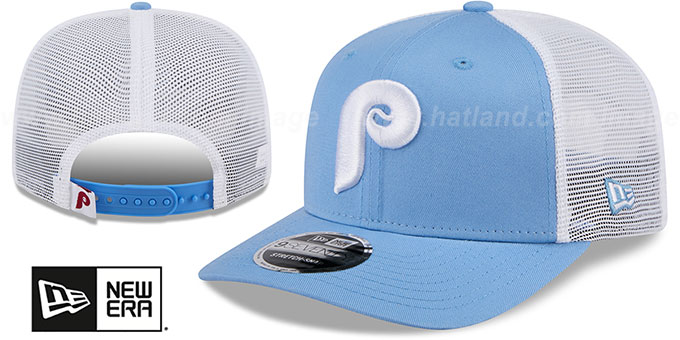 Phillies 'COOPERSTOWN TRUCKER STRETCH-SNAP' Sky-White Hat by New Era