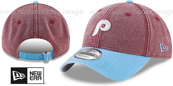 Phillies 'GW COOP RUGGED CANVAS STRAPBACK' Burgundy-Sky Hat by New Era