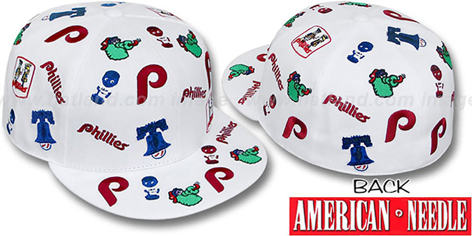 Phillies 'INTREPID ALL-OVER' White Fitted Hat by American Needle