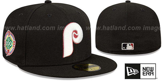 Phillies 'METALLIC LOGO SIDE-PATCH' Black Fitted Hat by New Era