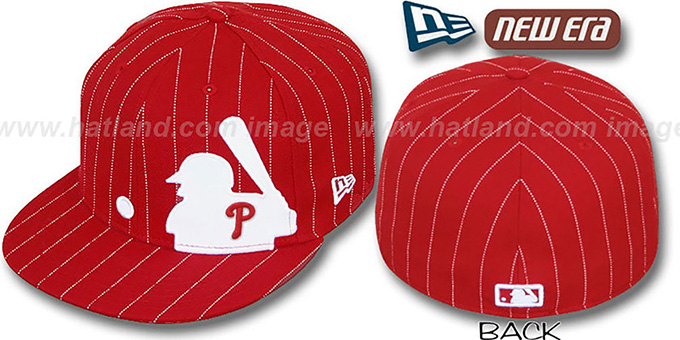 Phillies 'MLB SILHOUETTE PINSTRIPE' Red-White Fitted Hat by New Era