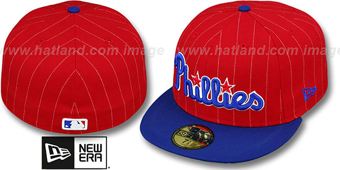 Phillies 'PIN-SCRIPT' Red-Royal Fitted Hat by New Era