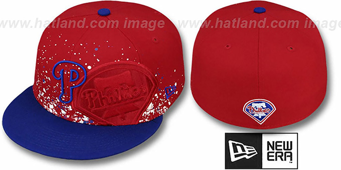 Phillies 'SPLATZ' Red-Royal Fitted Hat by New Era