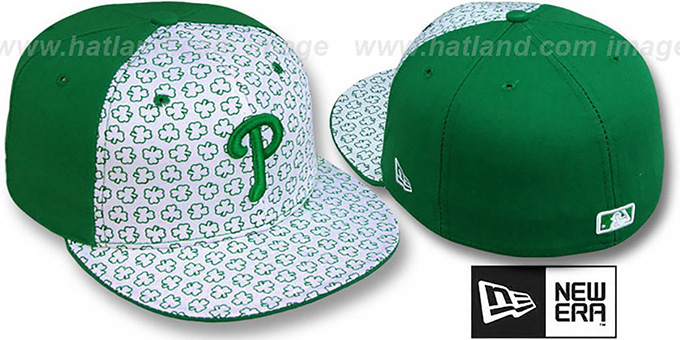 Phillies 'ST PATS FLOCKING' PINWHEEL White-Kelly Fitted Hat by New Era