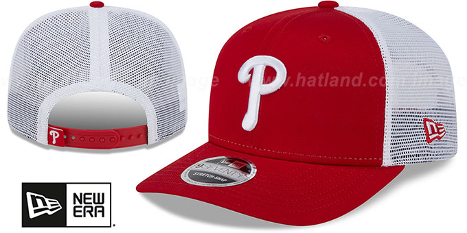 Phillies 'TRUCKER STRETCH-SNAP' Red-White Hat by New Era