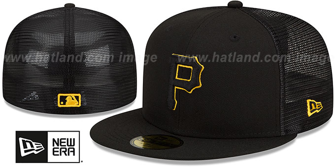 Pirates 'BATTING PRACTICE TRUCKER' Black-Gold Fitted Hat by New Era