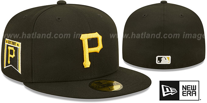 Pirates 'BANNER SIDE-PATCH' Black Fitted Hat by New Era