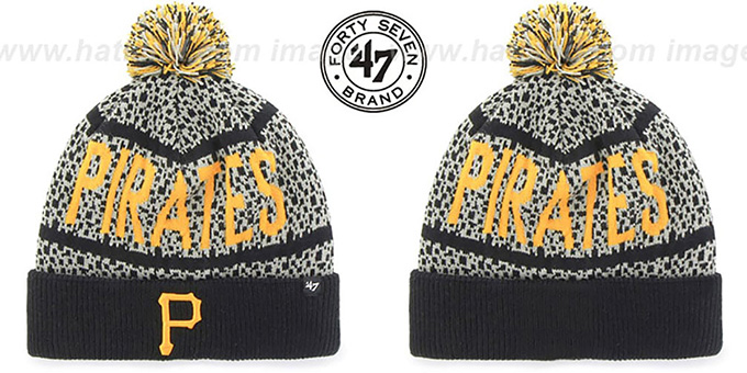 Pirates 'BEDROCK' Black-Grey Knit Beanie Hat by Twins 47 Brand