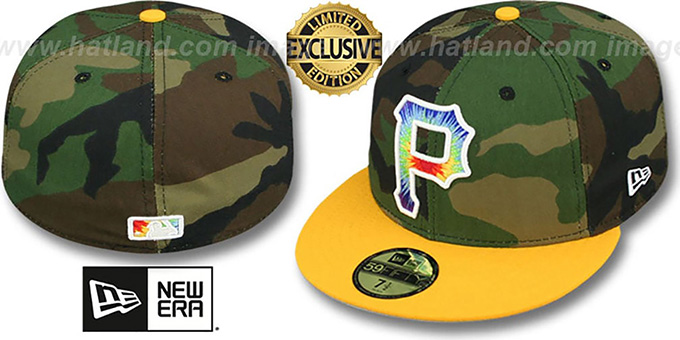 Pirates 'CAMO TYE-DYE INSIDER' Army-Gold Fitted Hat by New Era