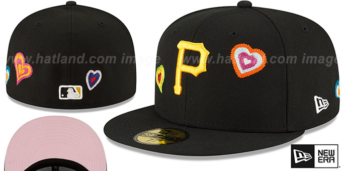 Pirates 'CHAIN STITCH HEARTS' Black Fitted Hat by New Era