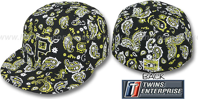 Pirates 'COOPERSTOWN BANDANA' Black-White-Gold Fitted Hat by Twins Ent.