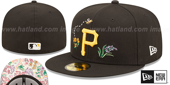 Pirates 'FLORAL WATERCOLORS' Black Fitted Hat by New Era