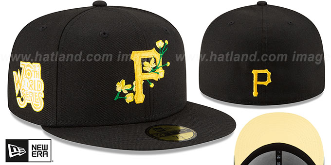 Pirates 'LOGO BLOOM SIDE-PATCH' Black-Yellow Fitted Hat by New Era