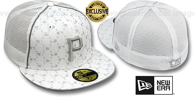 Pirates 'MLB FLOCKING' MESH-BACK White Fitted Hat by New Era