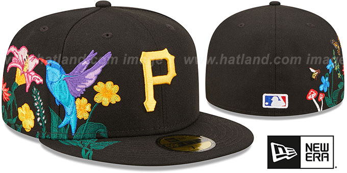 Pirates 'SIDE-BLOOM' Black Fitted Hat by New Era