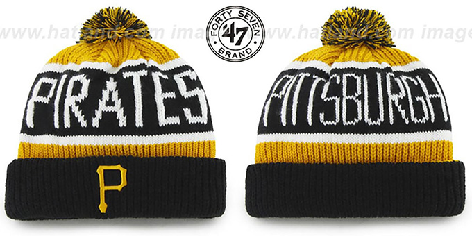 Pirates 'THE-CALGARY' Black-Gold Knit Beanie Hat by Twins 47 Brand