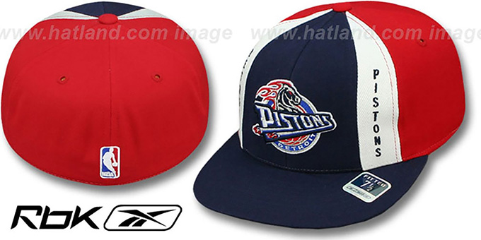 Pistons 'AJD THROWBACK PINWHEEL' Navy-Red Fitted Hat by Reebok