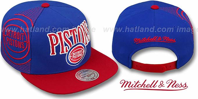 Pistons 'LASER-STITCH SNAPBACK' Royal-Red Hat by Mitchell and Ness