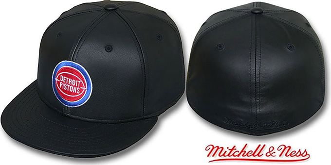 Pistons 'LEATHER HARDWOOD' Fitted Hat by Mitchell and Ness