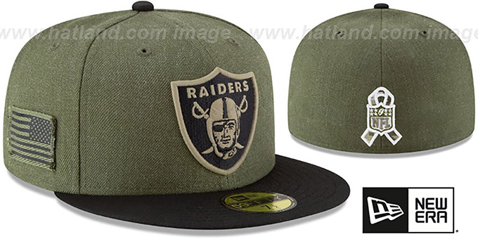 Raiders '2018 SALUTE-TO-SERVICE' Olive-Black Fitted Hat by New Era