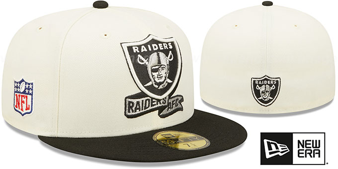 Raiders '2022 NFL SIDELINE' Cream-Black Fitted Hat by New Era