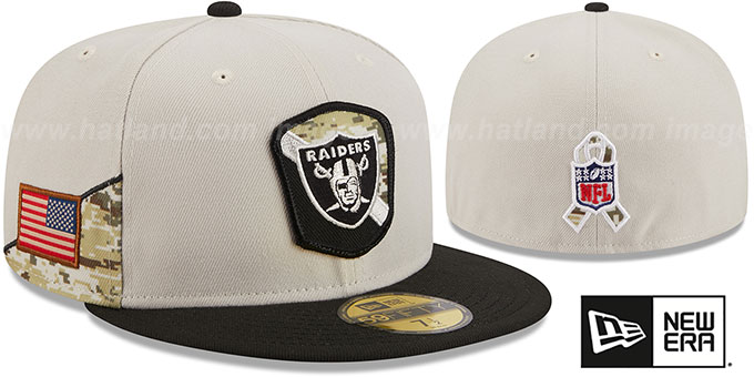 Raiders '2023 SALUTE-TO-SERVICE' Stone-Black Fitted Hat by New Era