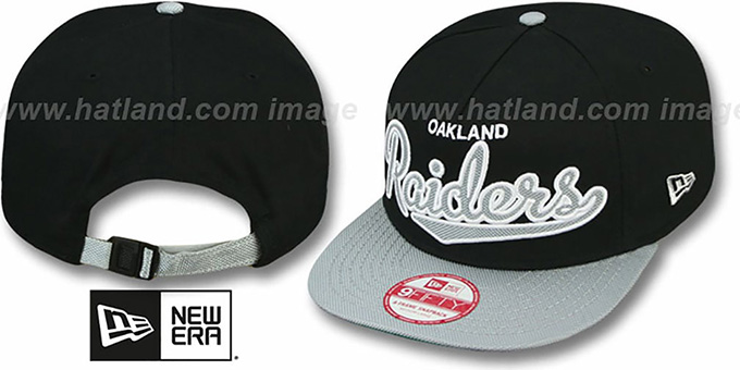 Raiders 'BALLISTIC SCRIPT A-FRAME STRAPBACK' Black-Grey Hat by New Era