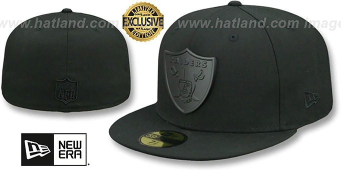 Raiders 'BLACK METAL-BADGE' Black Fitted Hat by New Era