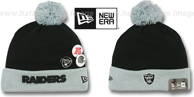 Raiders 'BUTTON-UP' Knit Beanie Hat by New Era