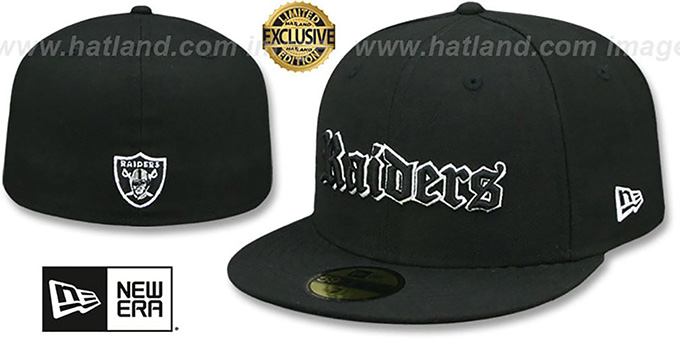 Raiders 'GOTHIC TEAM-BASIC' Black Fitted Hat by New Era