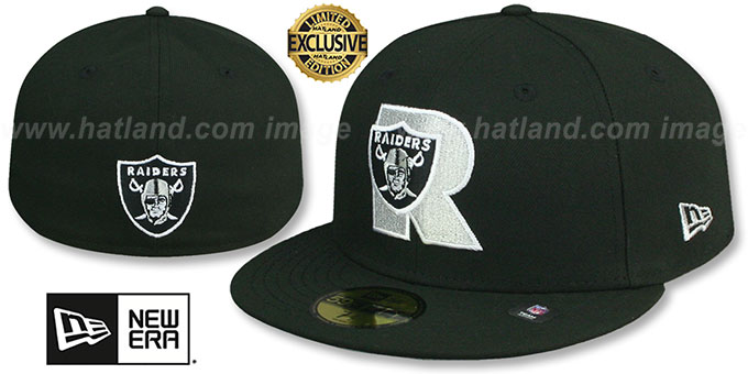 Raiders 'NFL LIGATURE' Black Fitted Hat by New Era