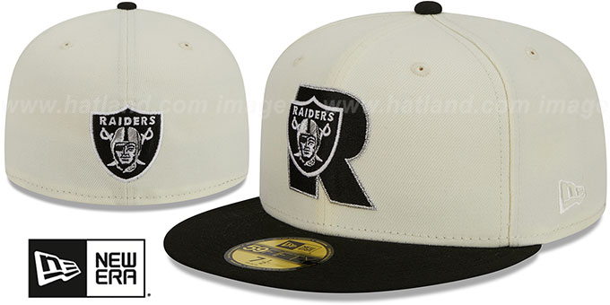 Raiders 'NFL LIGATURE' White-Black Fitted Hat by New Era