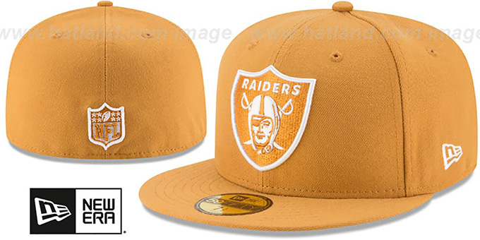 Raiders 'NFL TEAM-BASIC' Panama Tan-White Fitted Hat by New Era