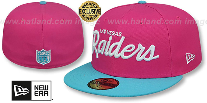 Raiders 'MIAMI VICE SCRIPT' Beetroot-Blue Fitted Hat by New Era