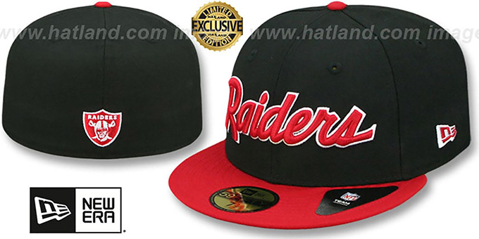 Raiders 'NFL TEAM-SCRIPT' Black-Red Fitted Hat by New Era