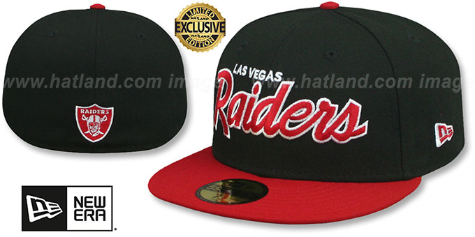 Raiders 'NFL TEAM-SCRIPT' Black-Red Fitted Hat by New Era