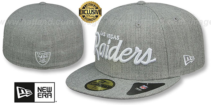 Raiders 'NFL TEAM-SCRIPT' Heather Grey Fitted Hat by New Era