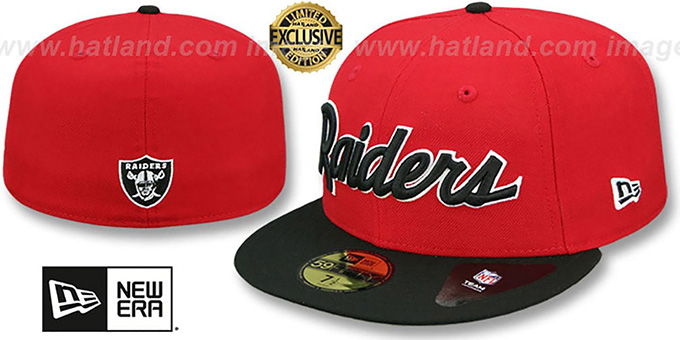 Raiders 'NFL TEAM-SCRIPT' Red-Black Fitted Hat by New Era