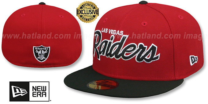 Raiders 'NFL TEAM-SCRIPT' Red-Black Fitted Hat by New Era