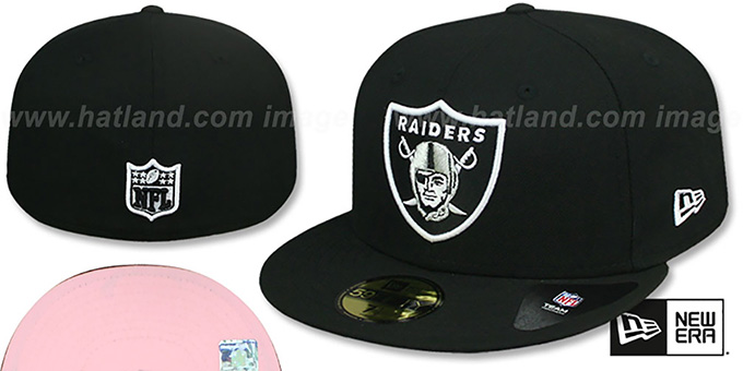 Raiders 'PINK-BOTTOM' Black Fitted Hat by New Era