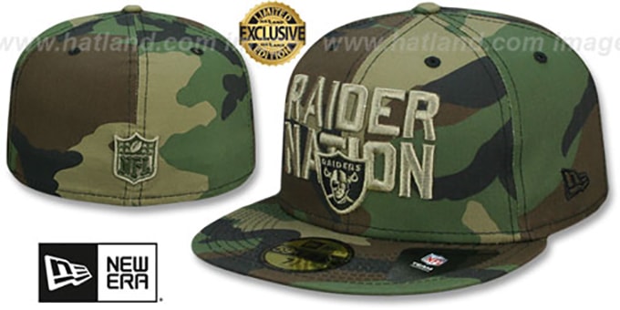 Raiders 'RAIDER-NATION' Army Camo-Tan Fitted Hat by New Era