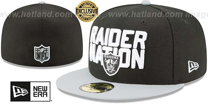 Raiders 'RAIDER-NATION' Black-Grey Fitted Hat by New Era