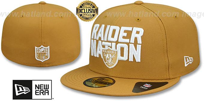 Raiders 'RAIDER-NATION' Panama Tan-White Fitted Hat by New Era